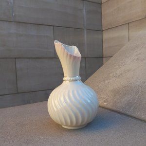 BELLEEK Pink Scroll Bud Vase 1980-1992 7th Gen Mark